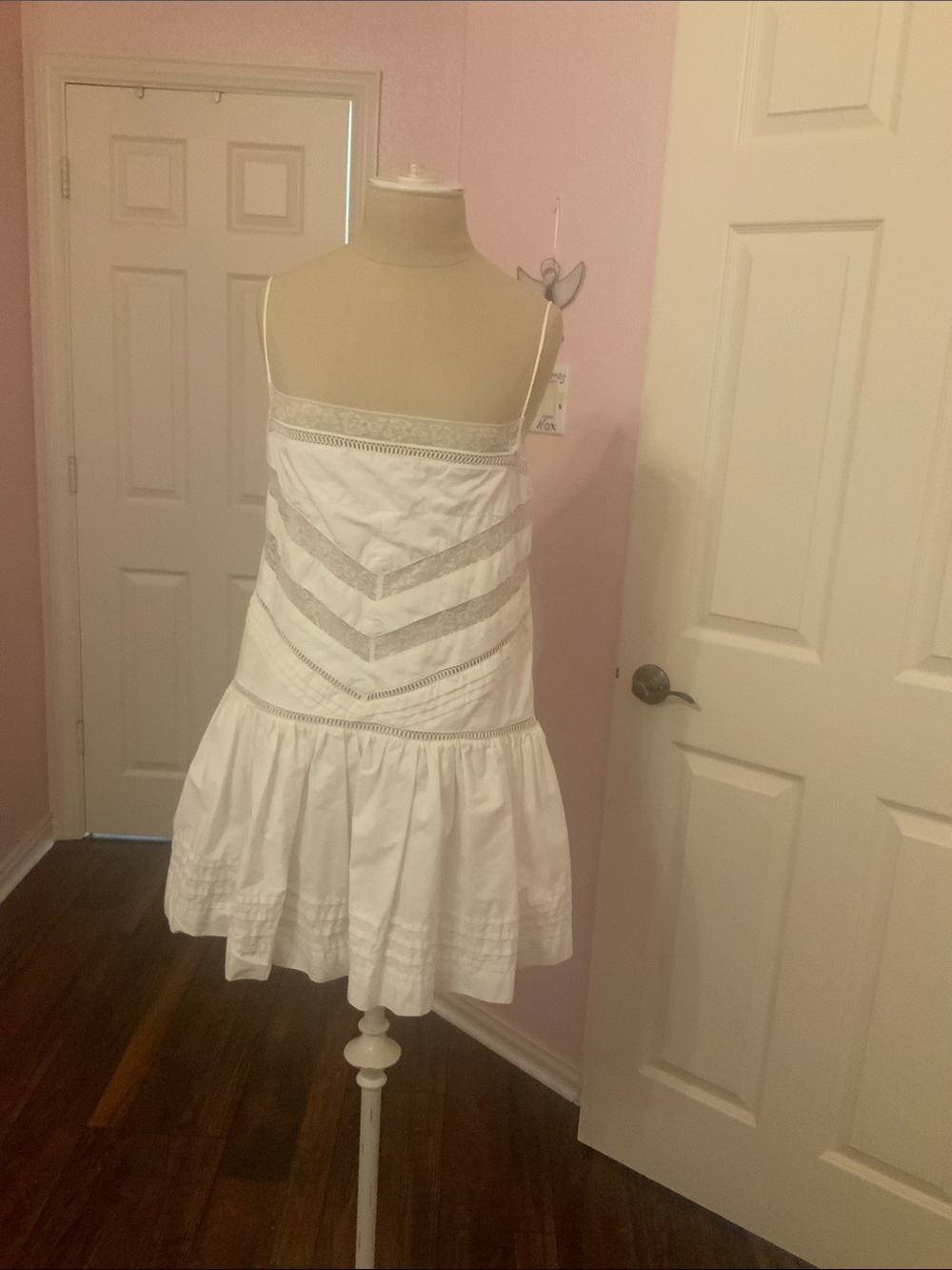 Maeve white with light pink lining dress